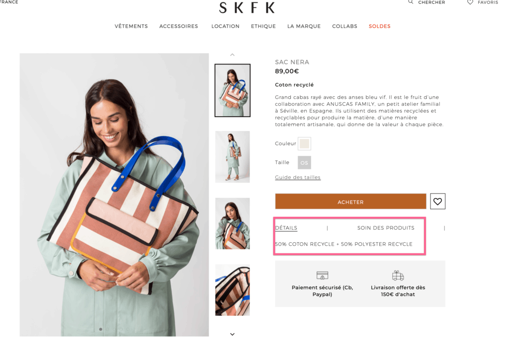 Skfk Marque Ethique Sac Coton Polyester Recycle, marque ethique, marque ethique skfk, skfk, slow fashion skfk, skfk robe, skfk robes, skfk en ligne, skfk soldes, skfk boutique, marque ethique pas cher, marque ethique petits prix