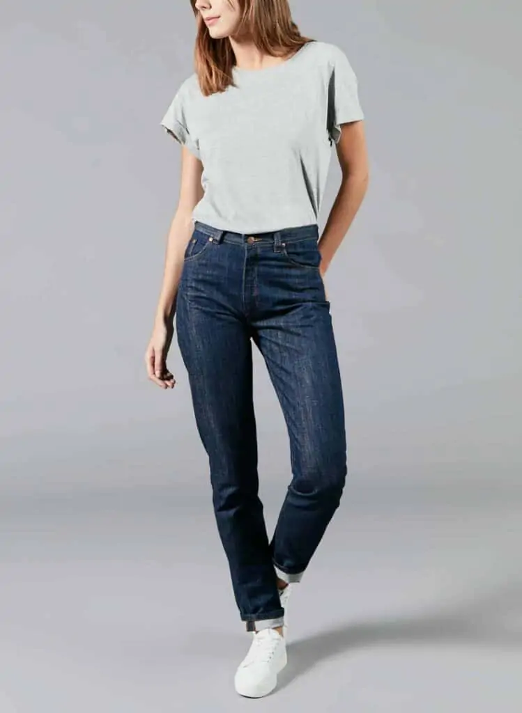 Marque jean éthique Made in France Atelier Tuffery, Mom jeans bleu foncé